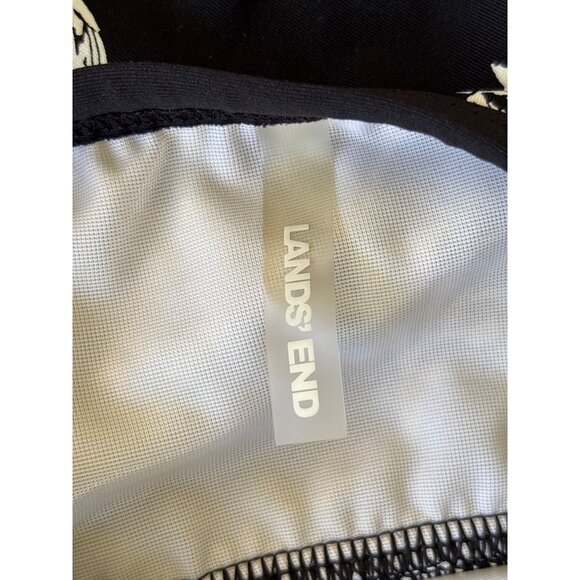 Lands' End One Piece Maillot Black White Floral‎ Size 14 Shelf Bra Adj Straps - Picture 9 of 11